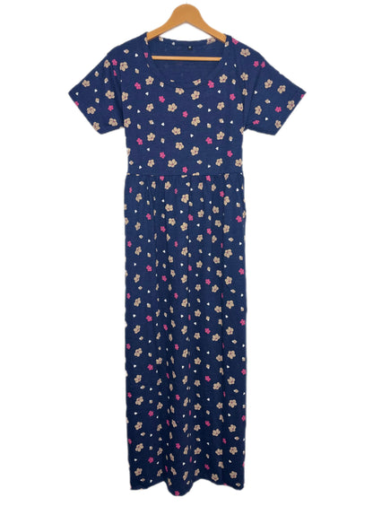 Navy Blue Floral Print Lounge Frock