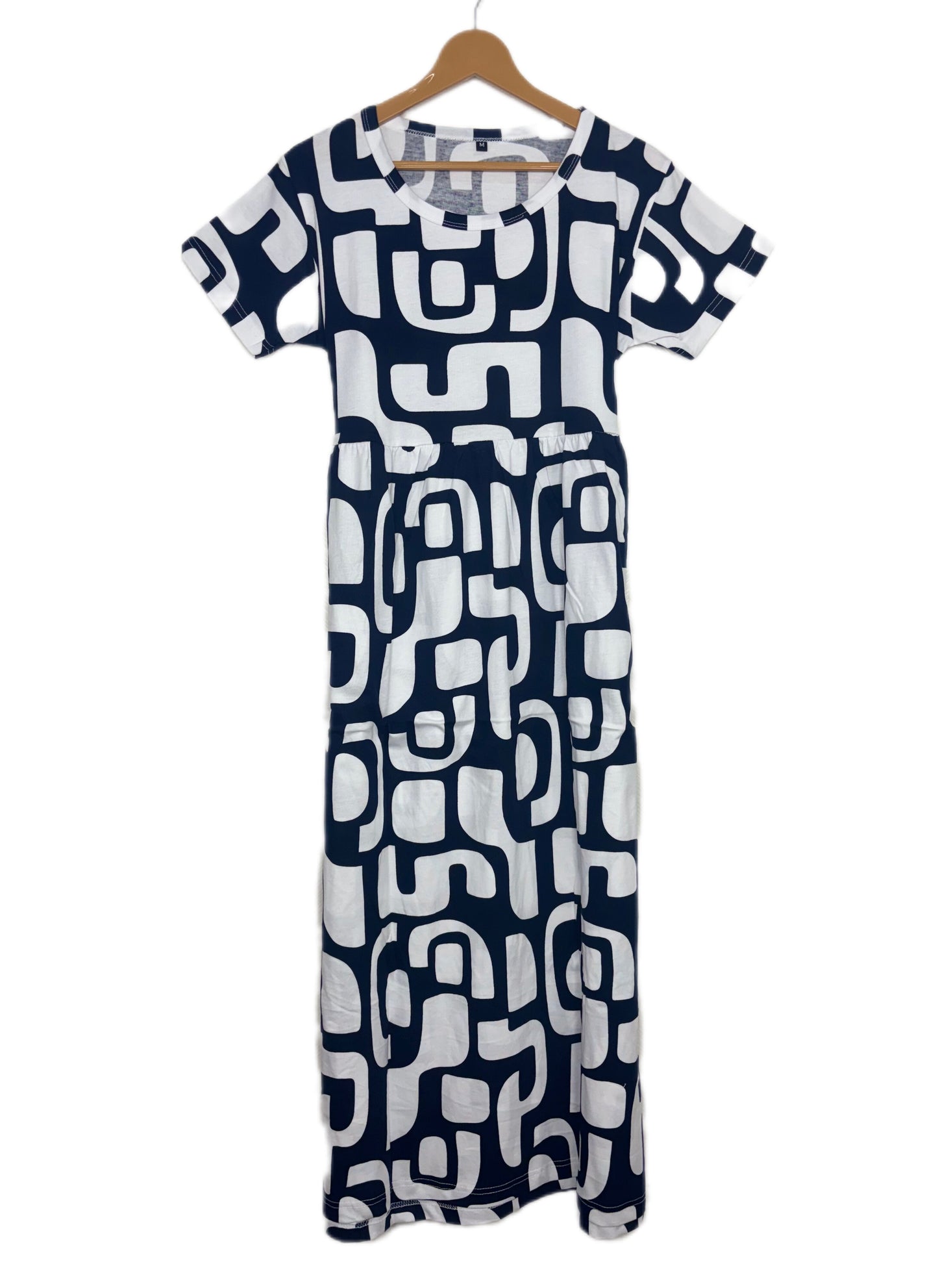 Black Geometric Maze Print Lounge Frock