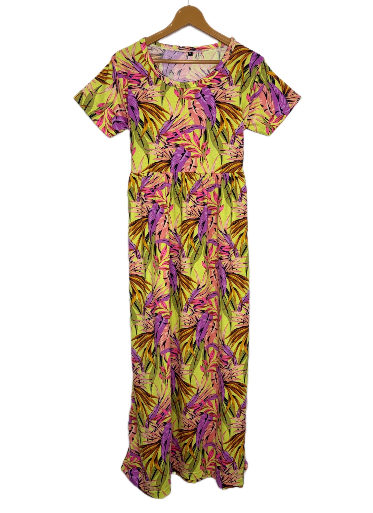 Lime Green Tropical Leaf Print Lounge Frock
