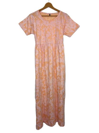 Peach Floral Print Lounge Frock