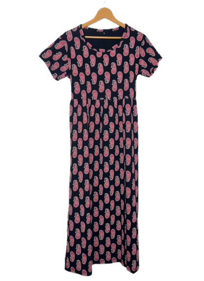 Black Pink Paisley Print Lounge Frock