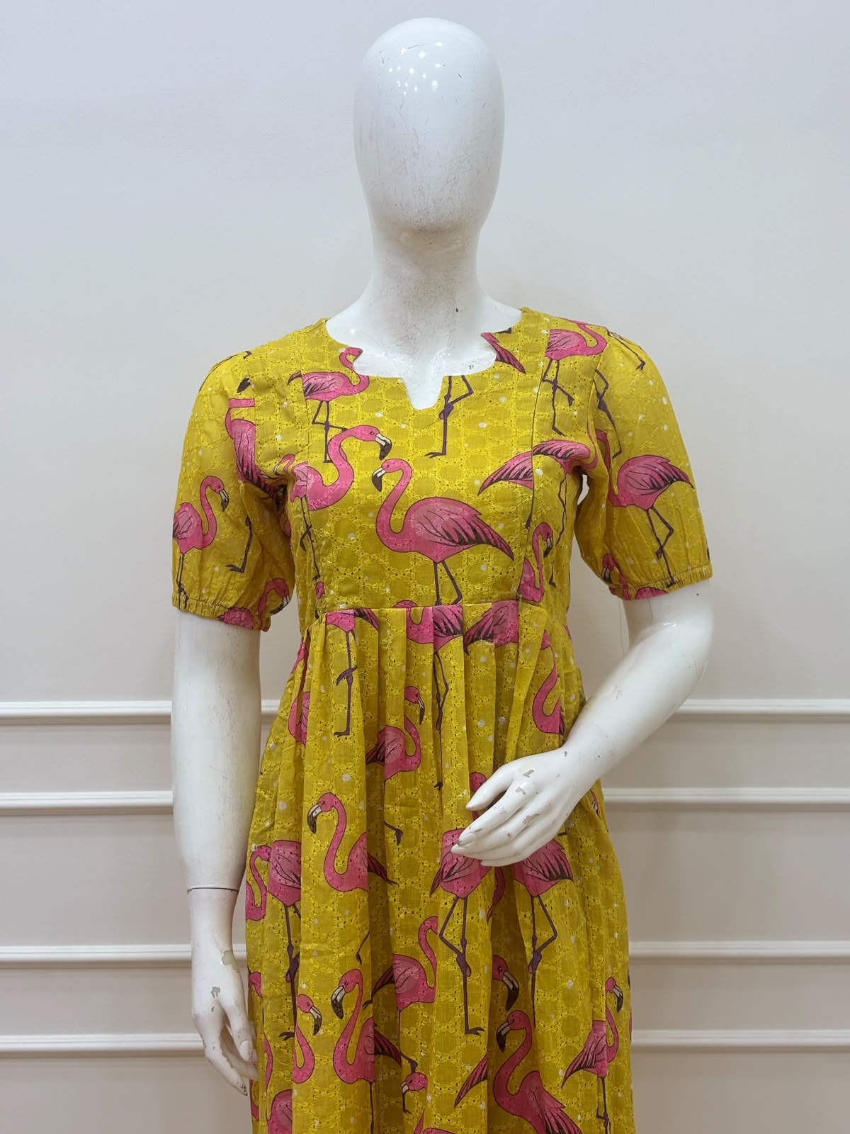 Yellow Swan Printed Hakoba Feeding Maxi