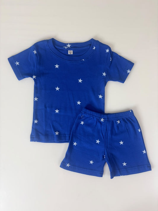 Blue Star Printed Kids Rib T-shirt and Shorts Set