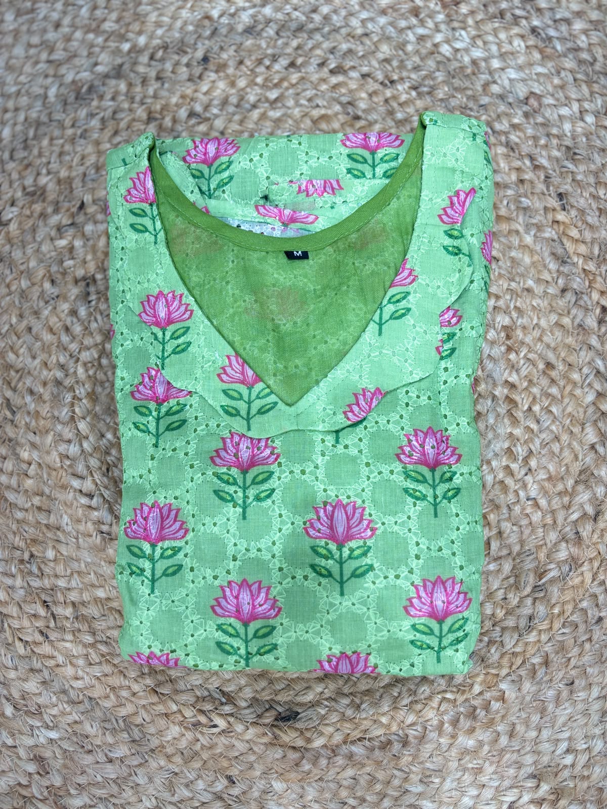 Green Floral Printed Hakoba Non-feeding Maxi