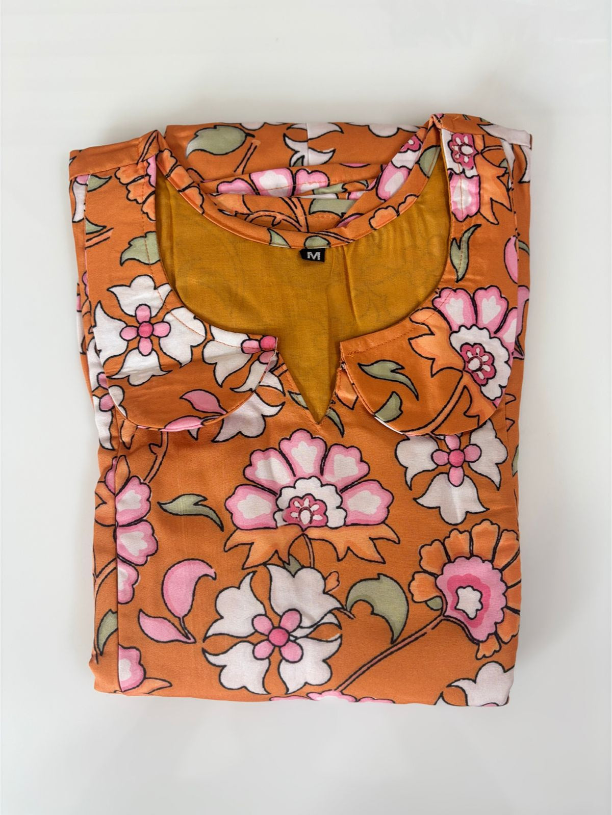 Orange Floral Blended Cotton Feeding Maxi