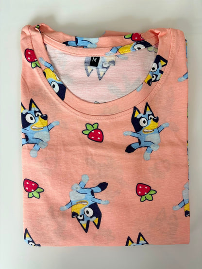 Peach Bluey Cartoon Character Print Lounge Tunic