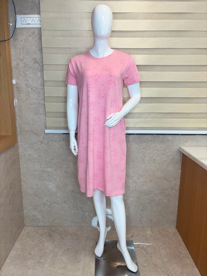 Baby Pink Cute Puppy Print Lounge Tunic