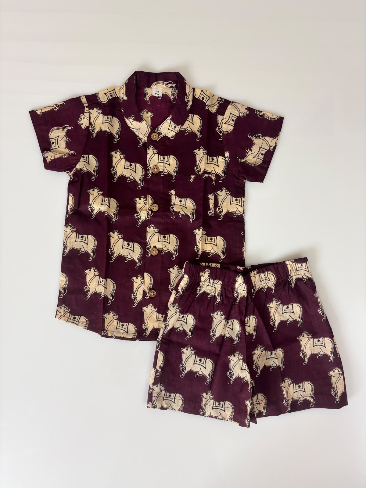 Maroon Cow Printed boys outdoor wear set