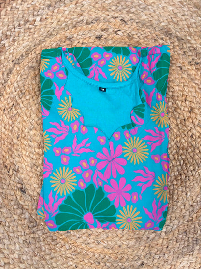 Tropical Floral Bloom Printed Georgette Non Feeding Maxi