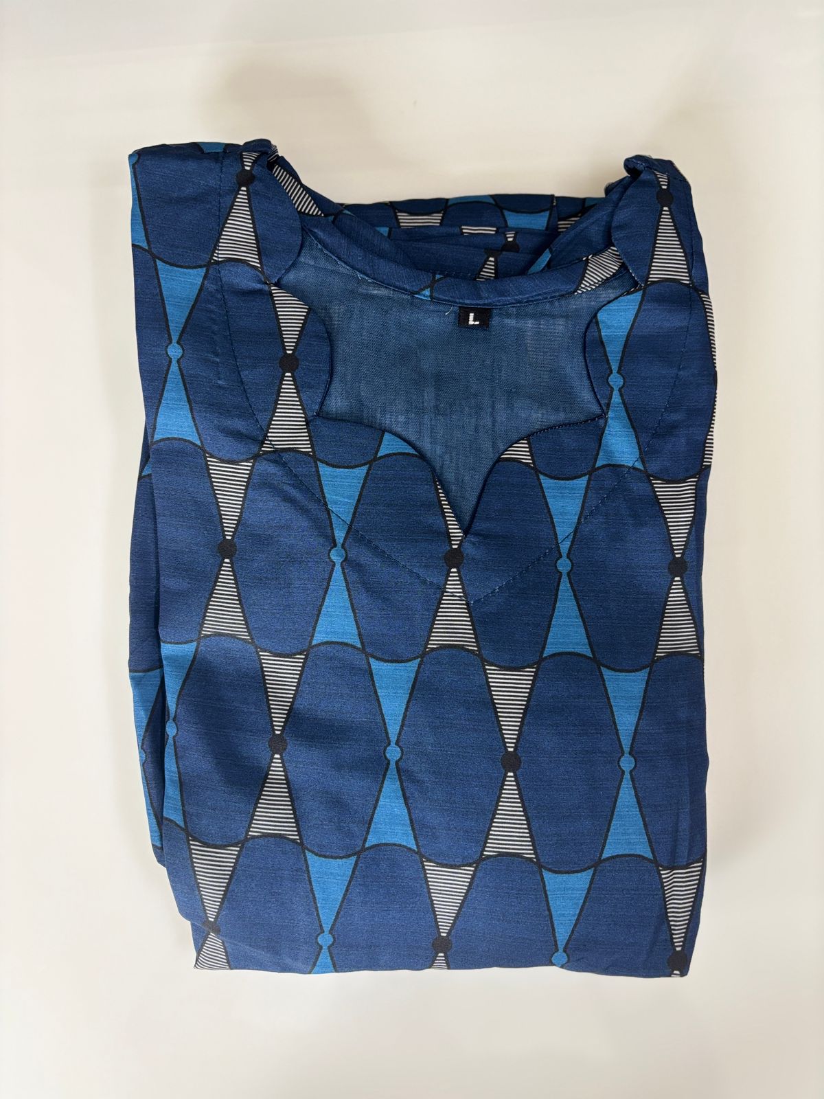 Navy Blue Pattern Printed Blended Cotton Non Feeding Maxi