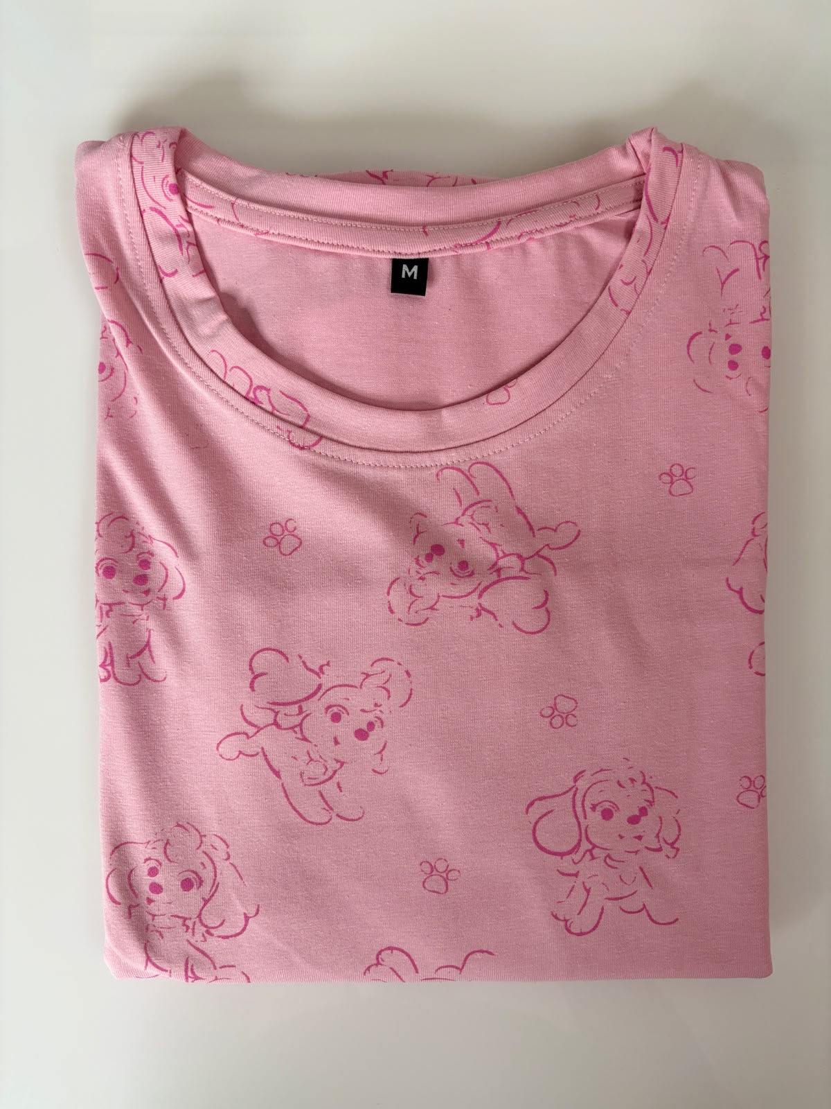 Baby Pink Cute Puppy Print Lounge Tunic