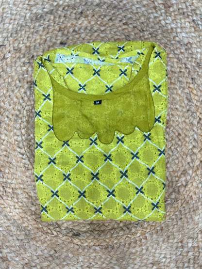 Olive Green Printed Hakoba Non-feeding Maxi