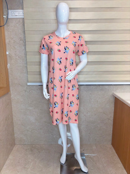 Peach Bluey Cartoon Character Print Lounge Tunic