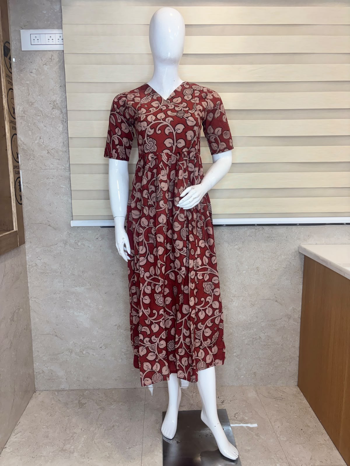 Terracotta Paisley Kalamkari Printed Feeding Maxi