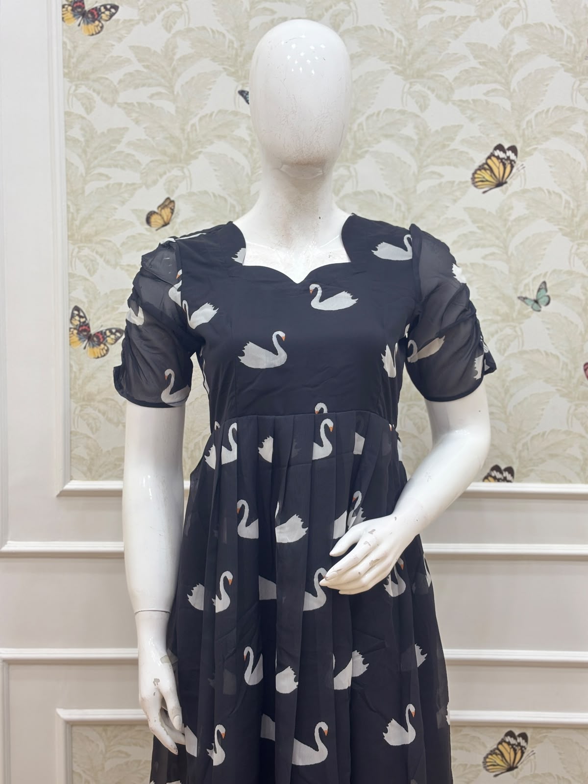 Black Swan Printed Georgette Non Feeding Maxi