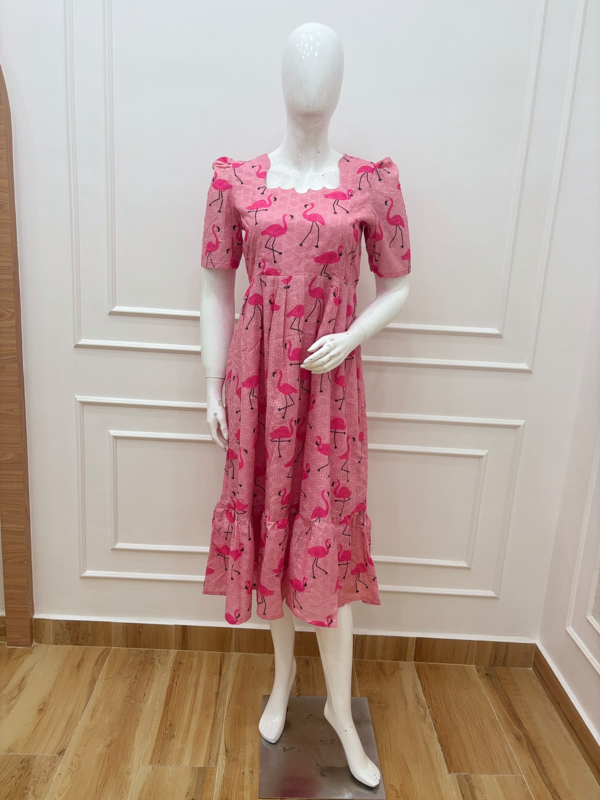 Pink Swan Printed Hakoba Non-feeding Maxi