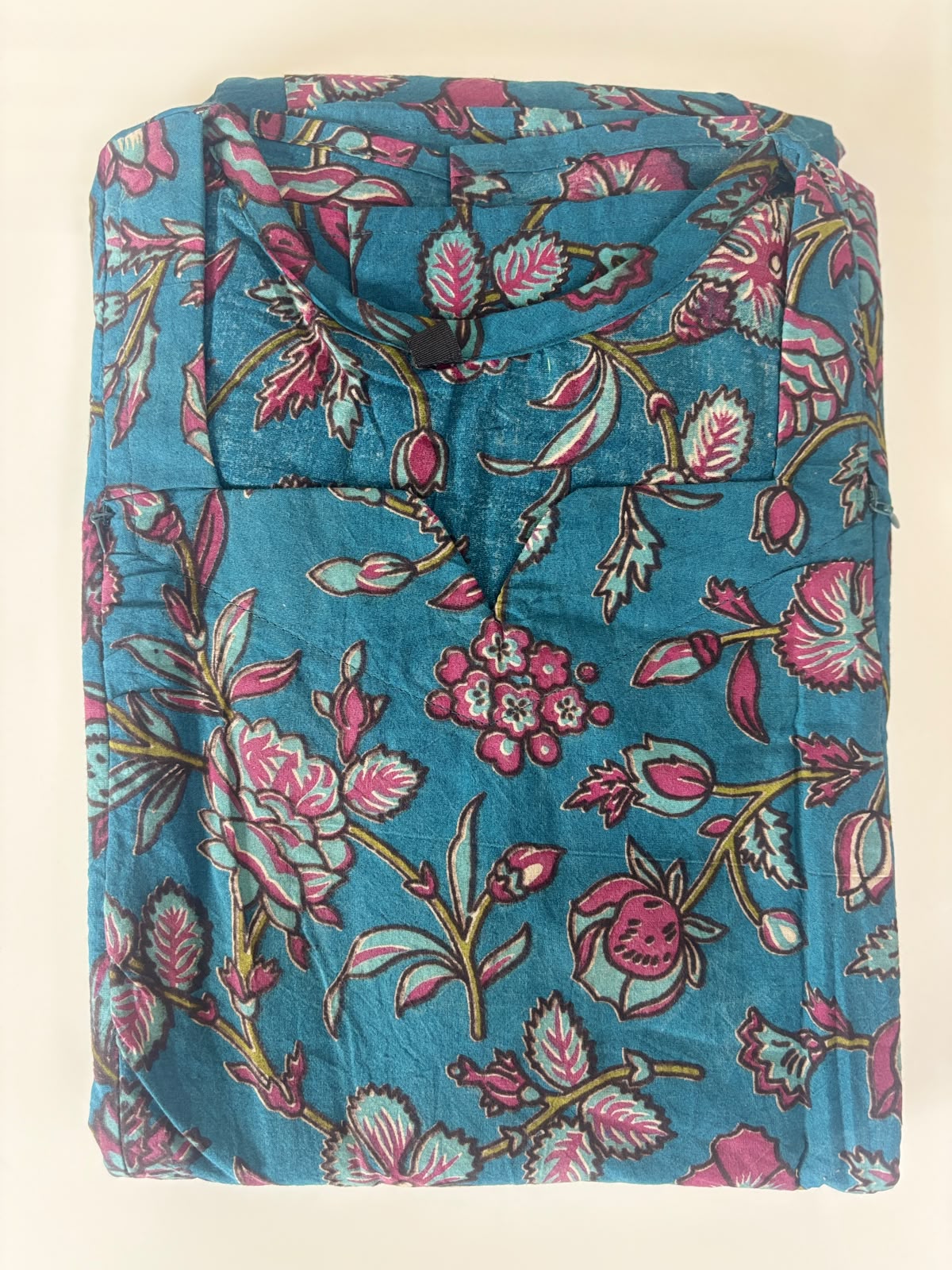 Teal Pink Floral Vine Kalamkari Printed Feeding Maxi