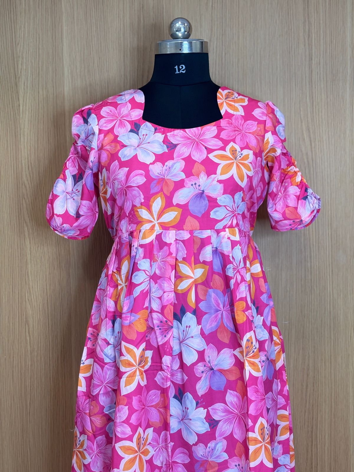 Pink Bloom Floral Printed Blended Cotton Non Feeding Maxi