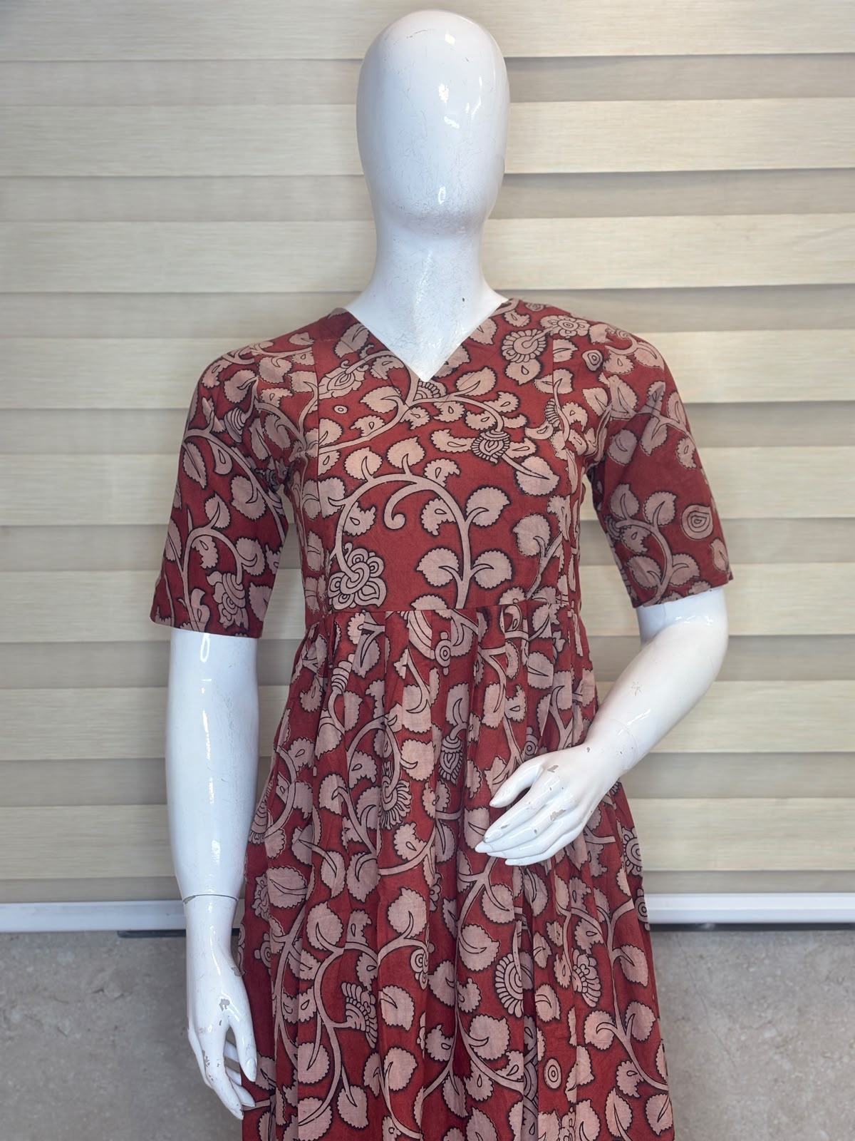 Terracotta Paisley Kalamkari Printed Feeding Maxi