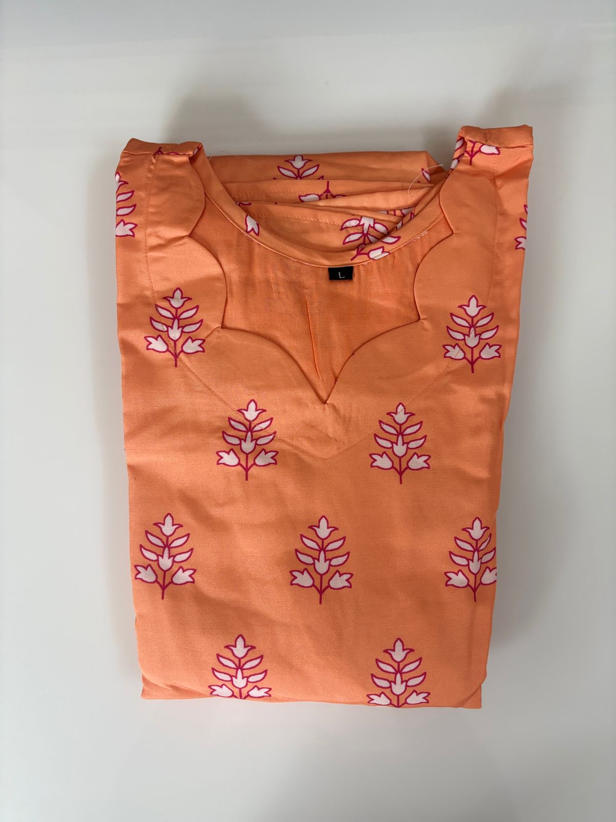 Peach Floral Printed Blended Cotton Non feeding Maxi