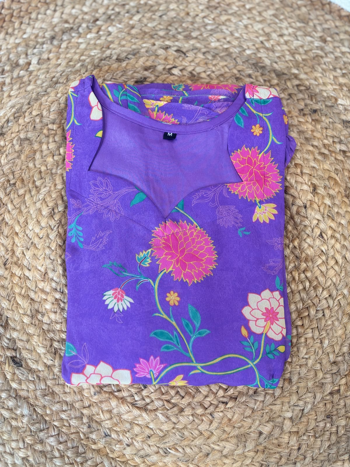 Purple Floral Printed Georgette Non Feeding Maxi