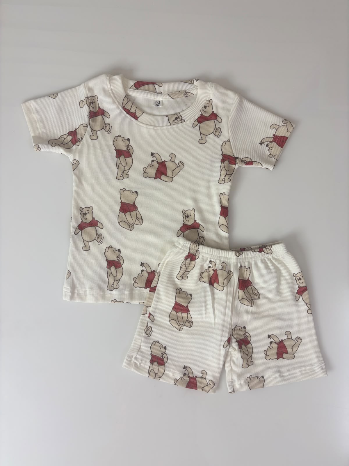 Winnie the Pooh Printed Kids Rib T-shirt and Shorts set