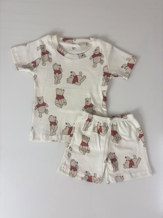 Winnie the Pooh Printed Kids Rib T-shirt and Shorts set