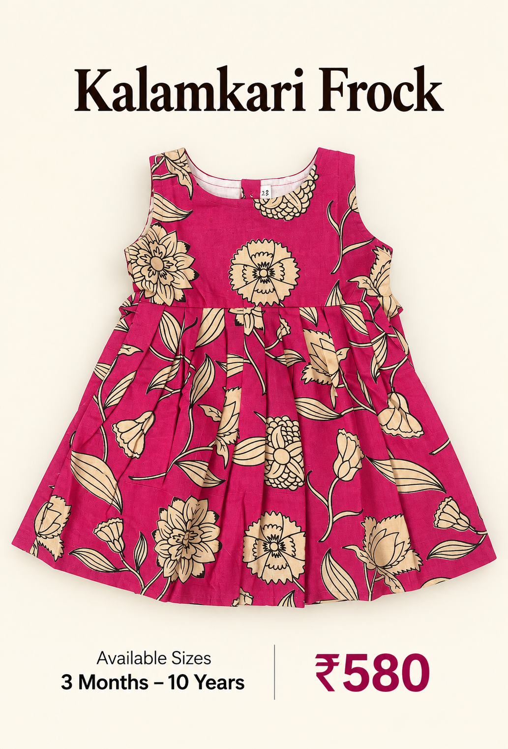 Rani Pink Floral Kalamkari Kids Outdoor Wear