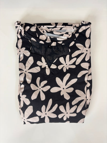 Black Floral Printed Blended Cotton Non Feeding Maxi