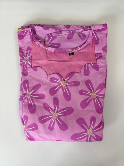 Lavender Pinkie Floral Blended Cotton Non Feeding Maxi