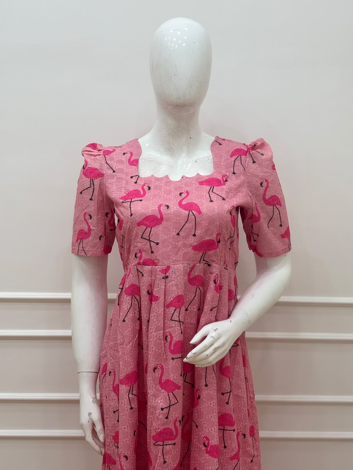 Pink Swan Printed Hakoba Non-feeding Maxi