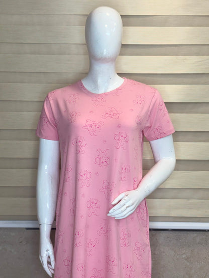 Baby Pink Cute Puppy Print Lounge Tunic
