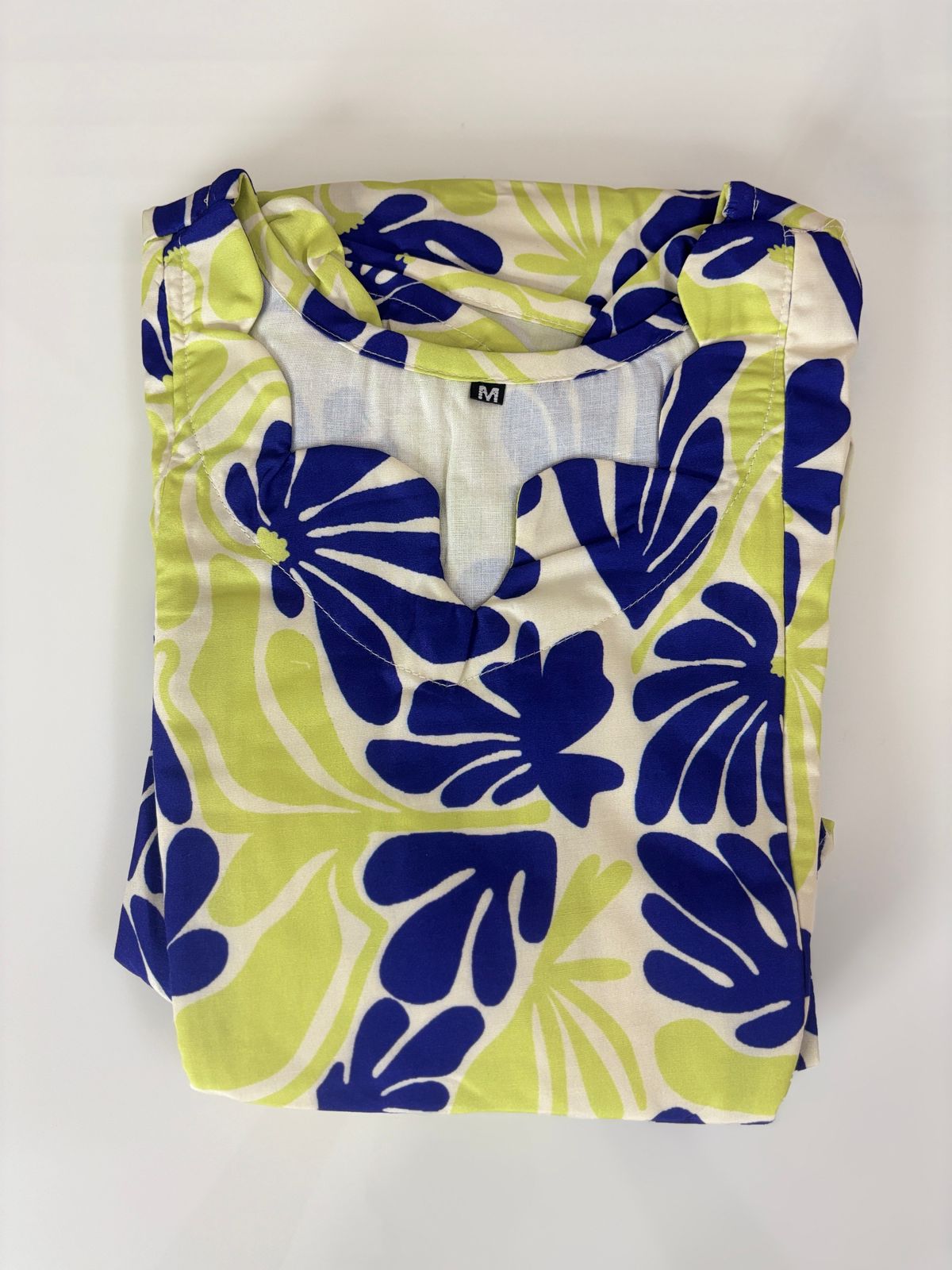 Lime Green and Royal Blue Floral Printed Blended Cotton Feeding Maxi