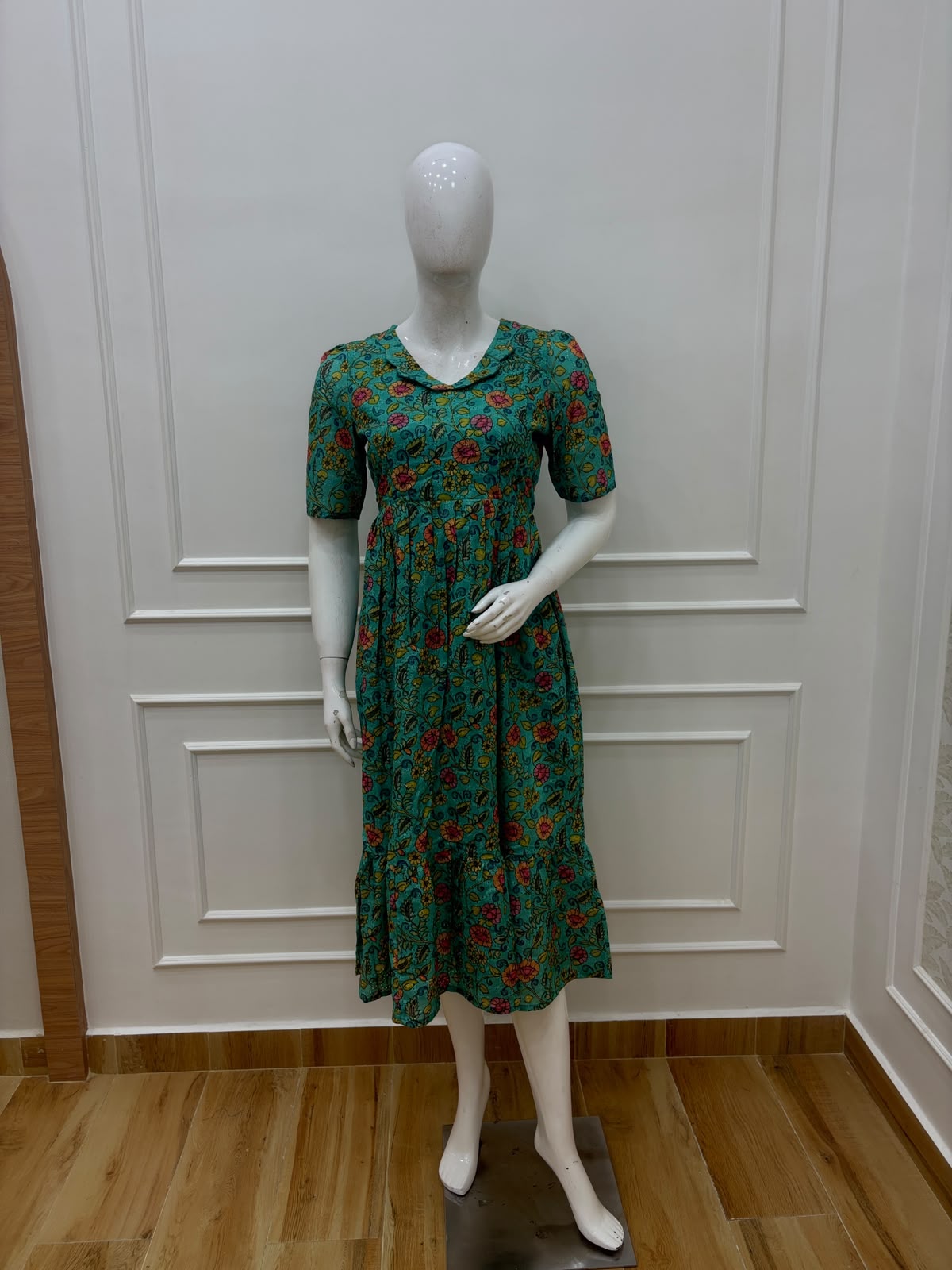 Green Bloom Printed Hakoba Non-feeding Maxi