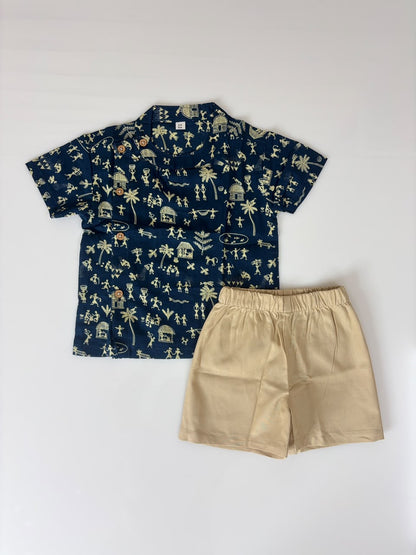 Navy Nature printed boys outdoor wear set