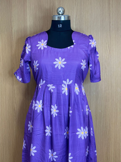 Lavender Floral Blended Cotton Non Feeding Maxi
