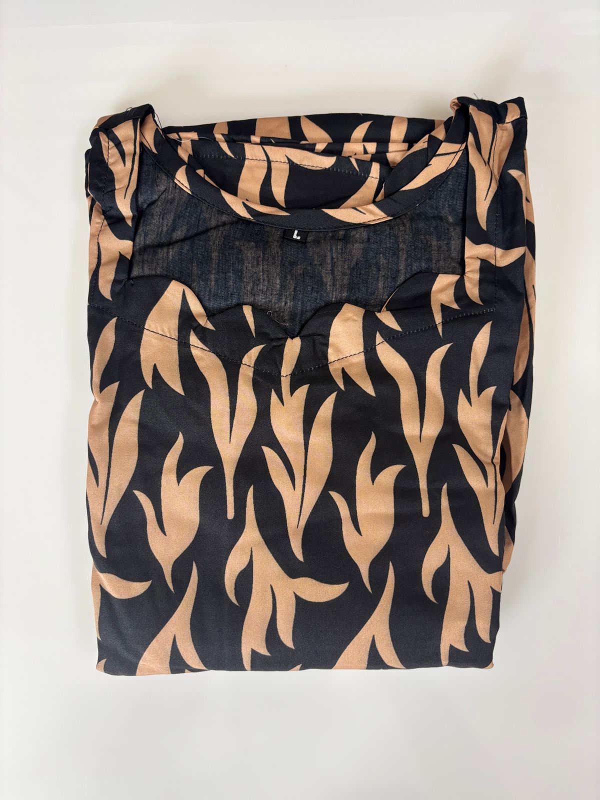 Black Beige Floral Printed Blended Cotton Non feeding Maxi