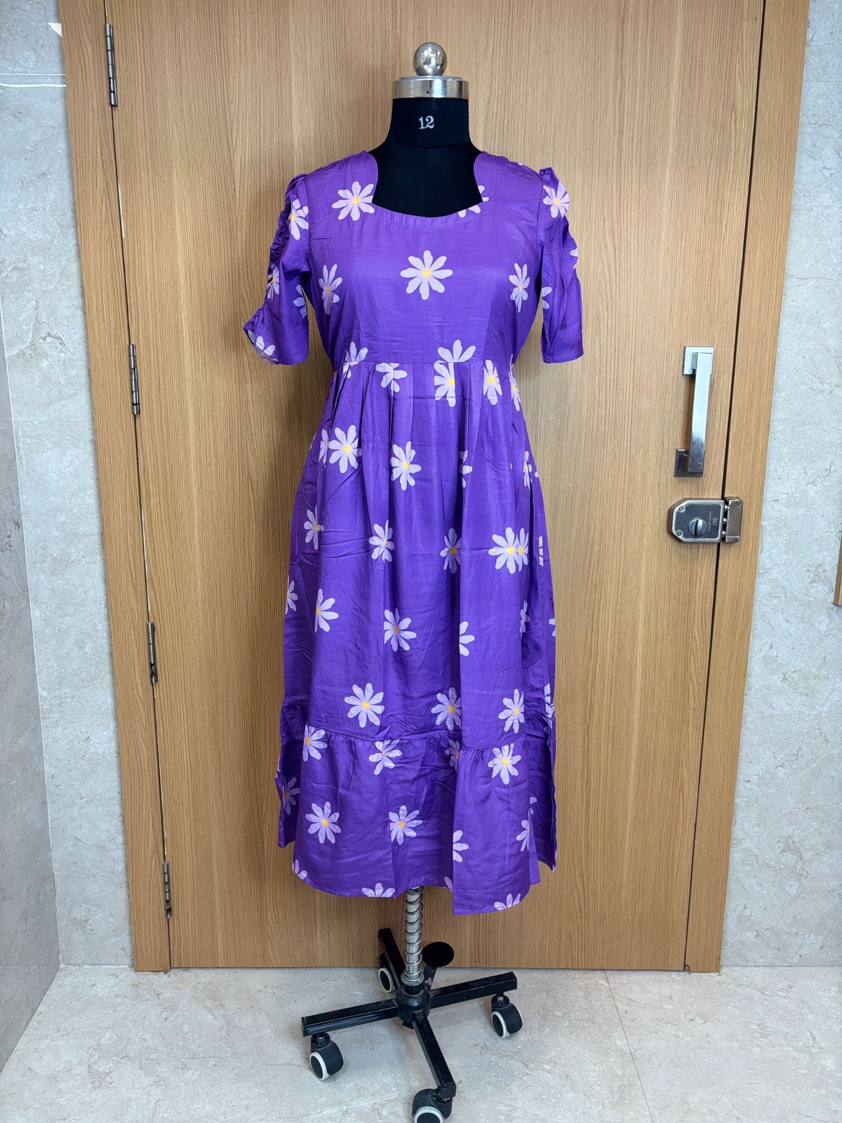 Lavender Floral Blended Cotton Non Feeding Maxi