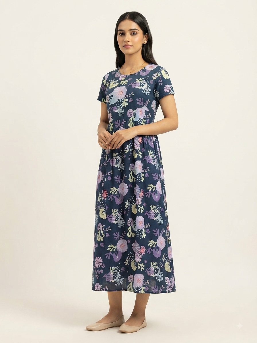 Navy Bloom Floral Lounge Frock