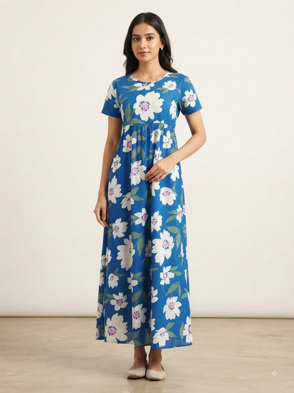 Royal Blue Daisy Floral Lounge Frock