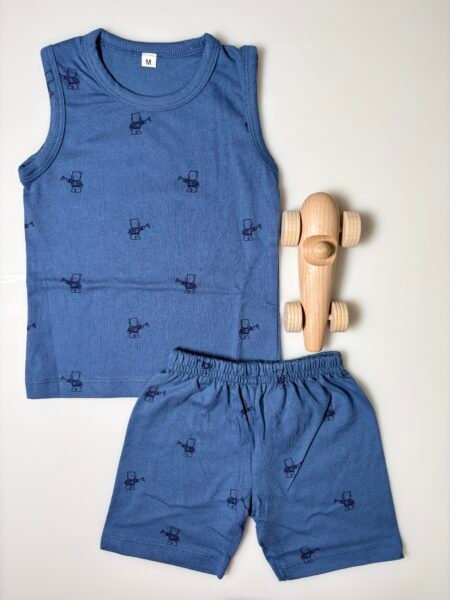 Light Blue Toys Printed Kids Sleeveless Coords