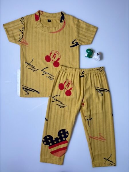 Yellow Mickey Mouse Printed Kids Coords