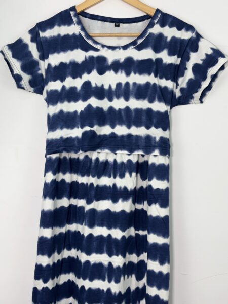 Blue and White Shade Printed Feeding Maxi and Short Sleeve