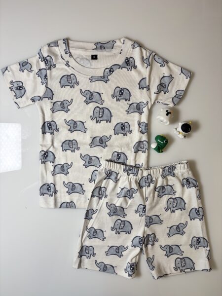 Half White and Elephant Printed Kids T-shirt and shorts Coords