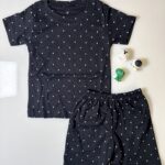 Black and White Dots Printed Kids T-shirt and shorts Coords - 2-3yr