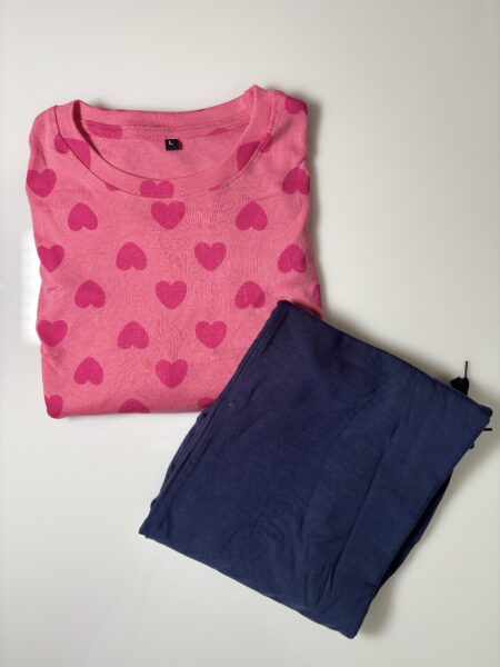 Red Hearts Printed Feeding Top and Navy Plain Palazzo Set