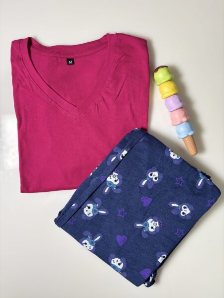 Pink and Toys Printed Contrast Lounge Set