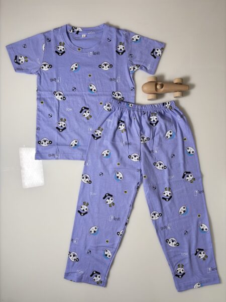 Blue and Ethnic Style Toys Printed T-Shirt and Pant Co-ords