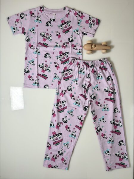 Lavender and Small Toy Girls Printed T-Shirt and Pant Co-ords
