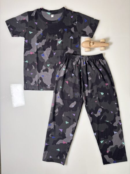 Multi Black Shades Printed T-Shirt and Pant Co-ords